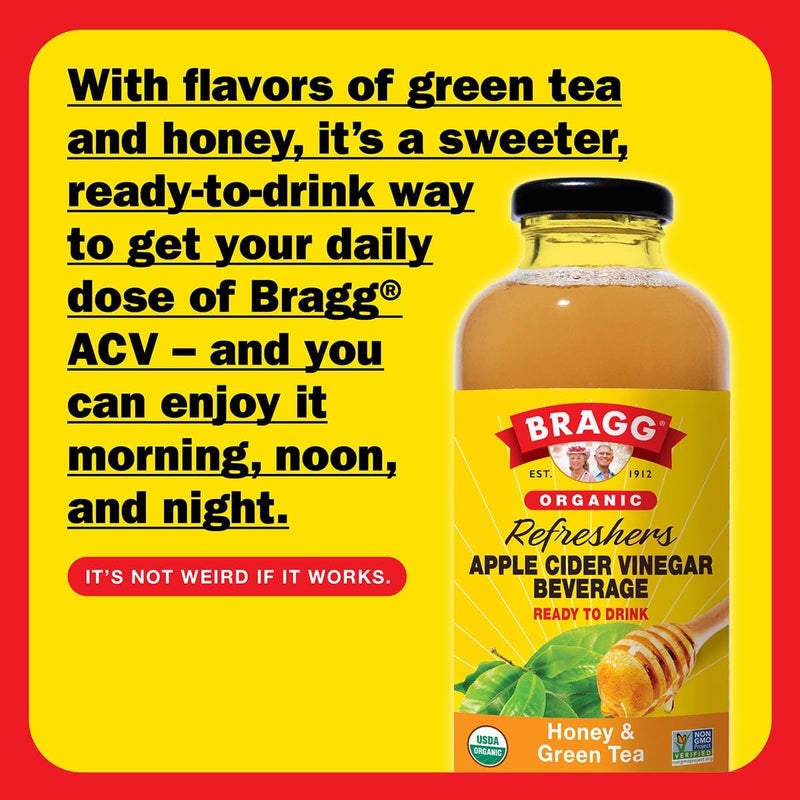 Bragg Organic Honey and Green Tea Apple Cider Vinegar Refreshers - 2 Pack (16 fl oz each) - Image 2